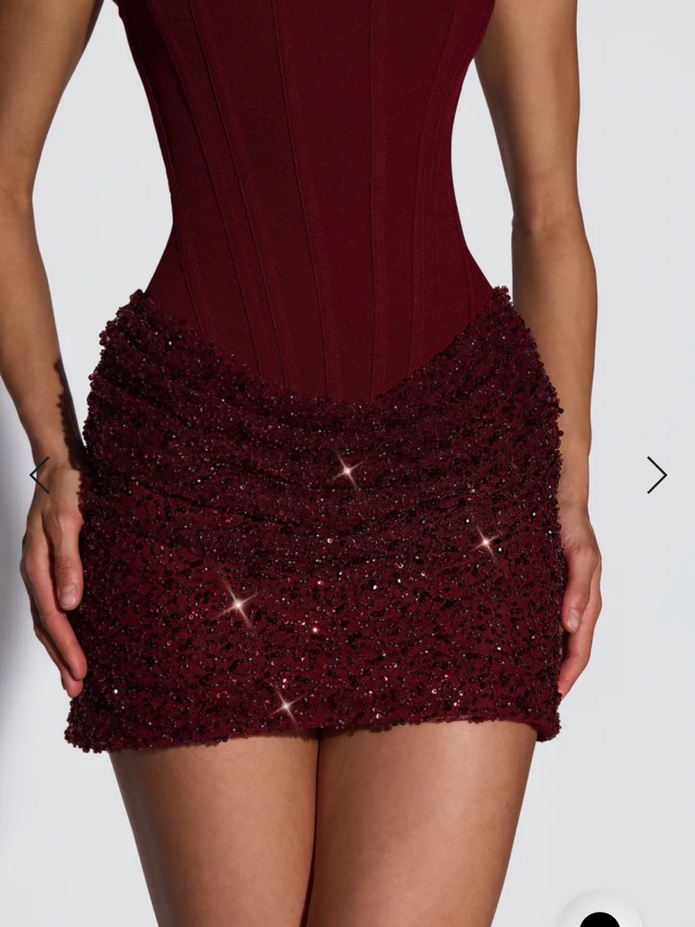 Yeona Babyboo Red Mini Corset Bodice Sequin Party Dress - Picture 4 of 7
